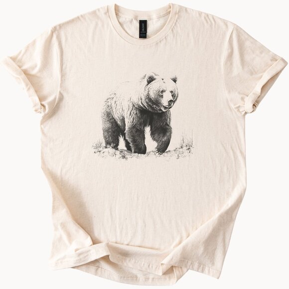 Grizzly Bear Tee Nature Graphic Wildlife Shirt Animal Lover Top - Picture 1 of 6
